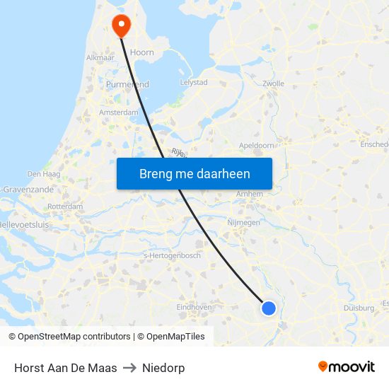 Horst Aan De Maas to Niedorp map