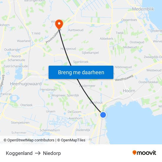 Koggenland to Niedorp map