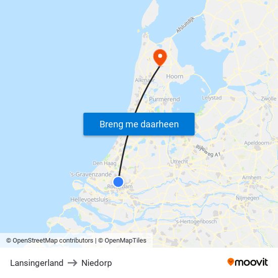Lansingerland to Niedorp map