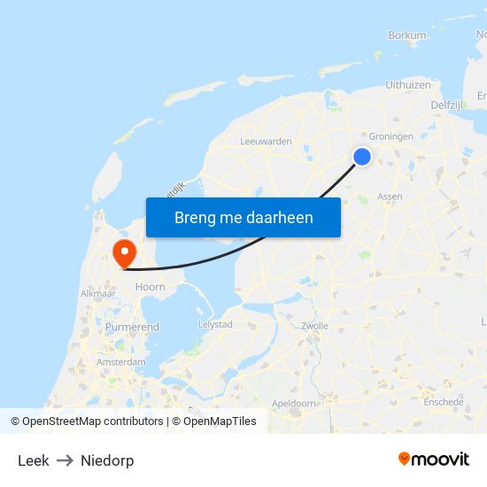 Leek to Niedorp map