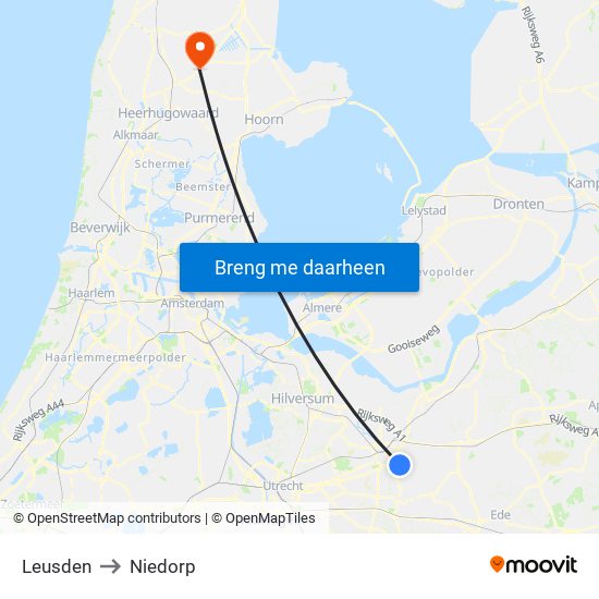 Leusden to Niedorp map
