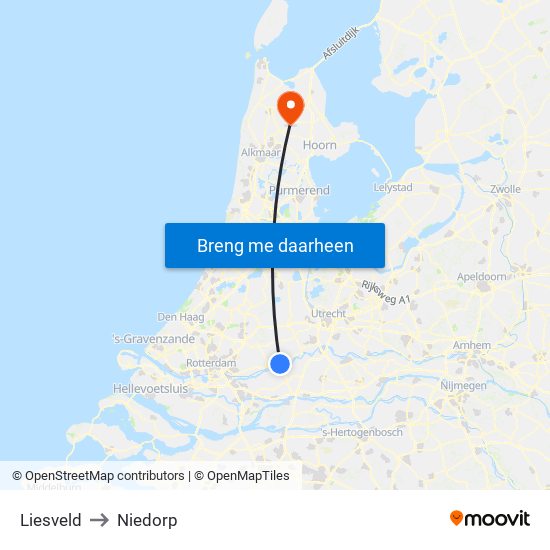 Liesveld to Niedorp map