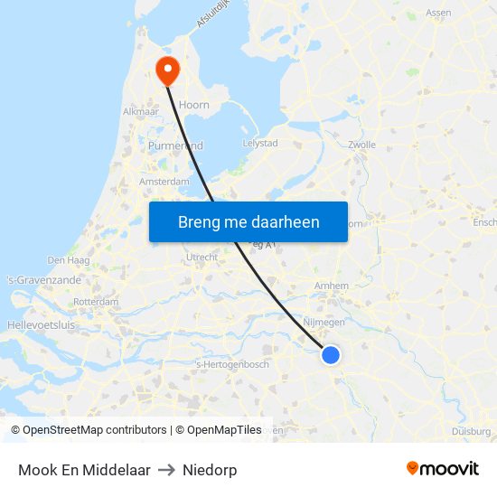 Mook En Middelaar to Niedorp map