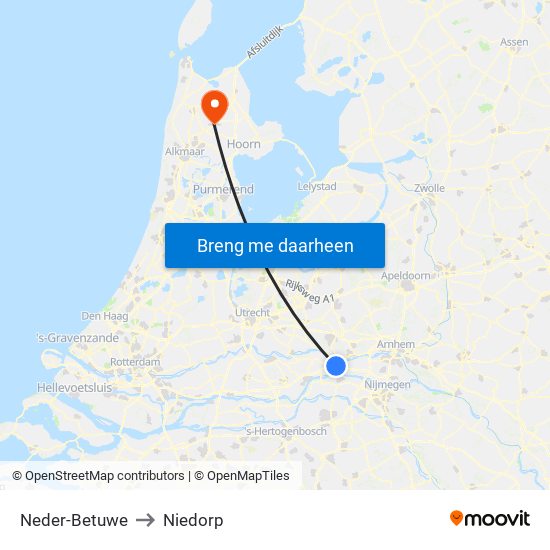 Neder-Betuwe to Niedorp map
