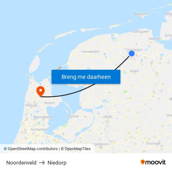 Noordenveld to Niedorp map