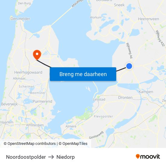 Noordoostpolder to Niedorp map