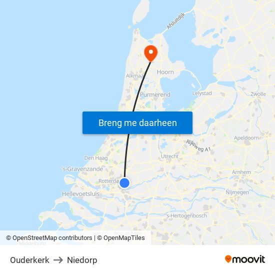 Ouderkerk to Niedorp map