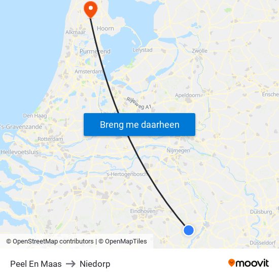 Peel En Maas to Niedorp map