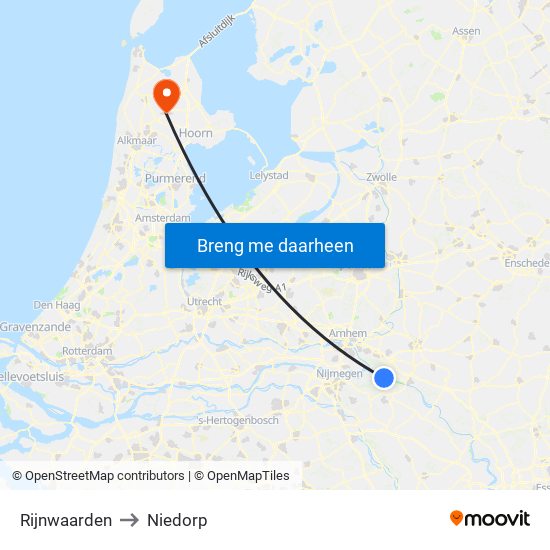 Rijnwaarden to Niedorp map