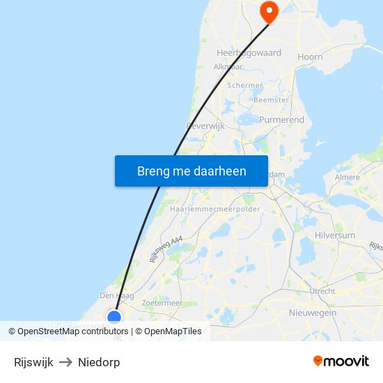 Rijswijk to Niedorp map