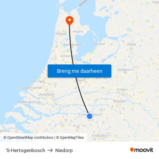 'S-Hertogenbosch to Niedorp map