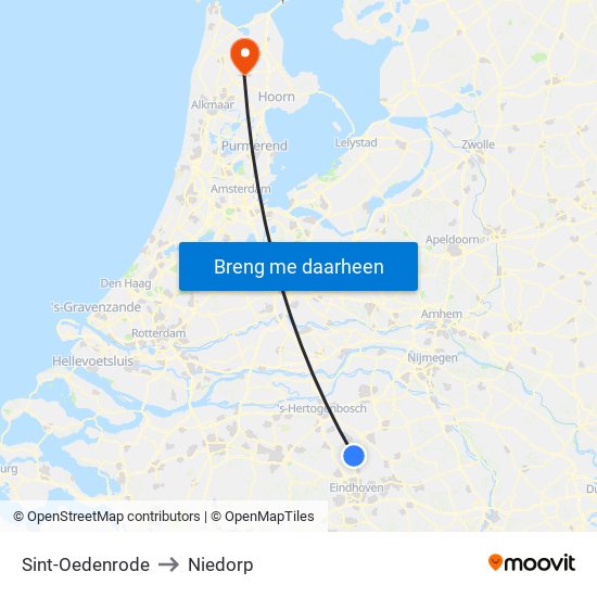Sint-Oedenrode to Niedorp map