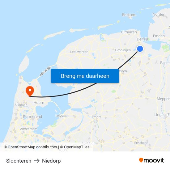 Slochteren to Niedorp map