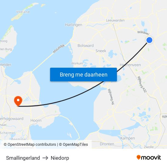 Smallingerland to Niedorp map