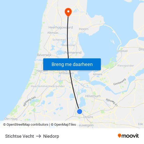 Stichtse Vecht to Niedorp map