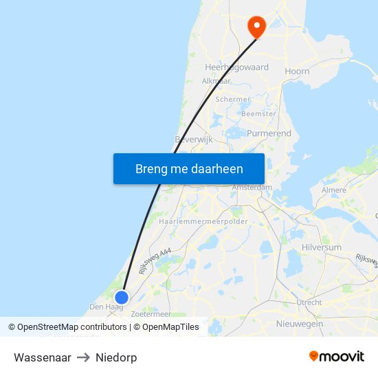 Wassenaar to Niedorp map