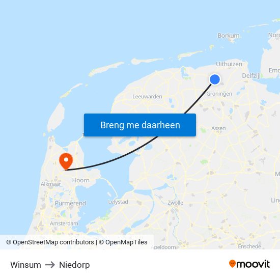 Winsum to Niedorp map