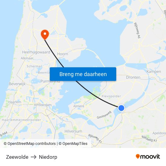 Zeewolde to Niedorp map