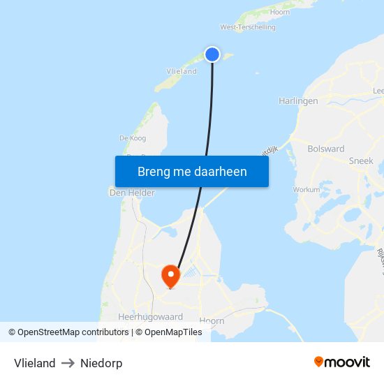 Vlieland to Niedorp map