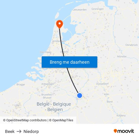 Beek to Niedorp map