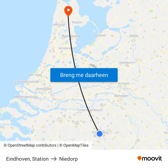 Eindhoven, Station to Niedorp map