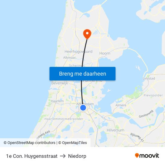 1e Con. Huygensstraat to Niedorp map