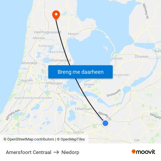 Amersfoort Centraal to Niedorp map