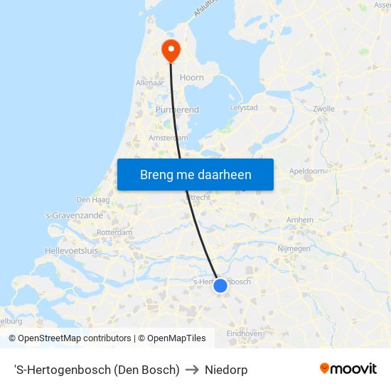 'S-Hertogenbosch (Den Bosch) to Niedorp map