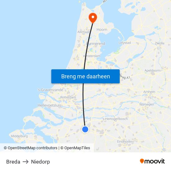 Breda to Niedorp map