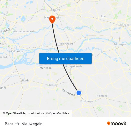 Best to Nieuwegein map