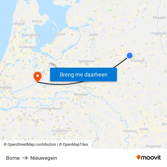 Borne to Nieuwegein map