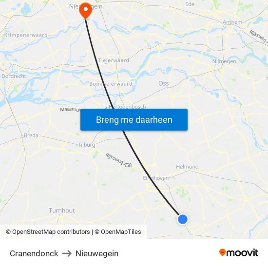 Cranendonck to Nieuwegein map