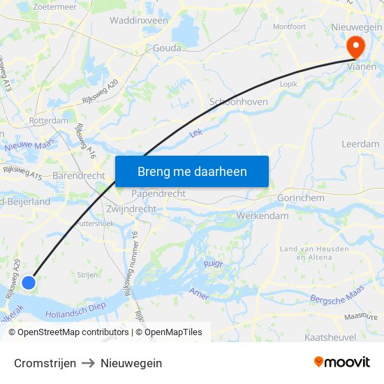 Cromstrijen to Nieuwegein map
