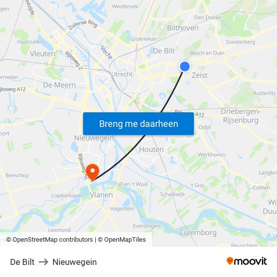De Bilt to Nieuwegein map