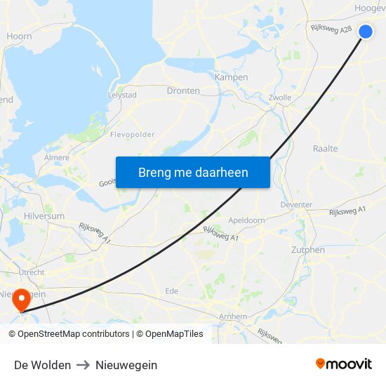 De Wolden to Nieuwegein map
