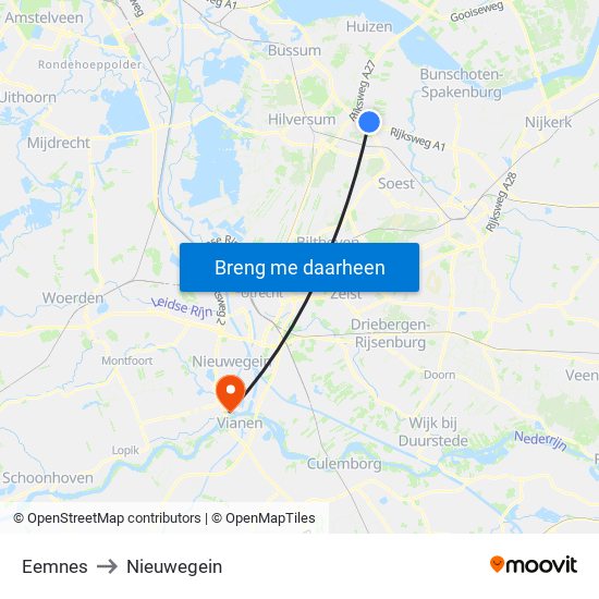 Eemnes to Nieuwegein map