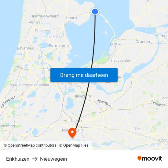 Enkhuizen to Nieuwegein map