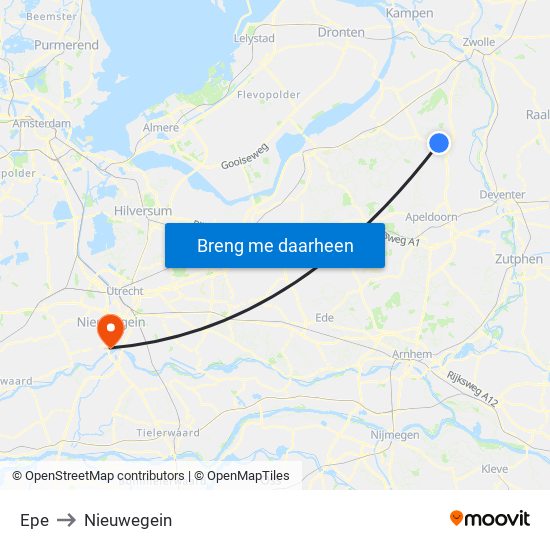 Epe to Nieuwegein map