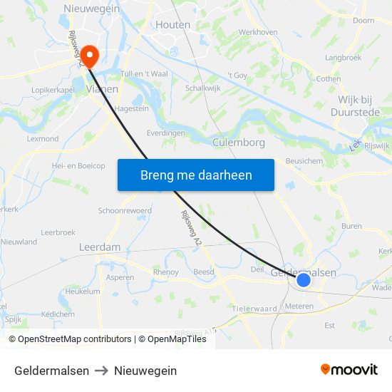 Geldermalsen to Nieuwegein map