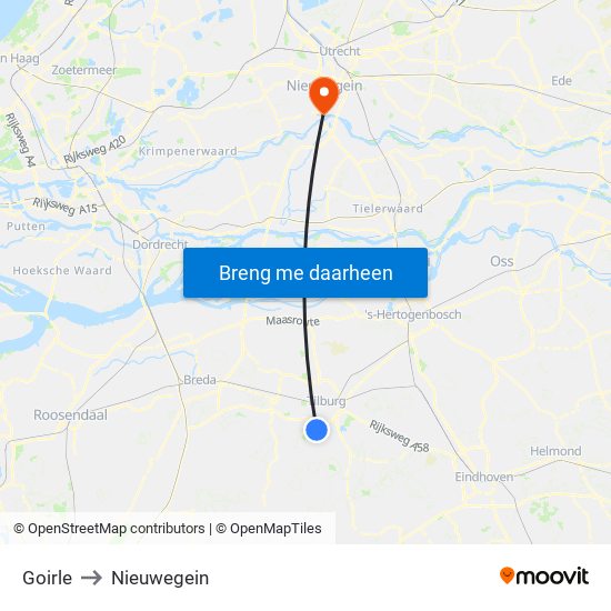 Goirle to Nieuwegein map