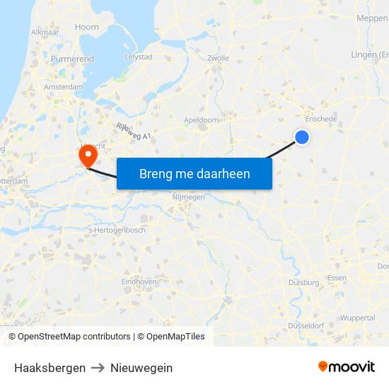 Haaksbergen to Nieuwegein map
