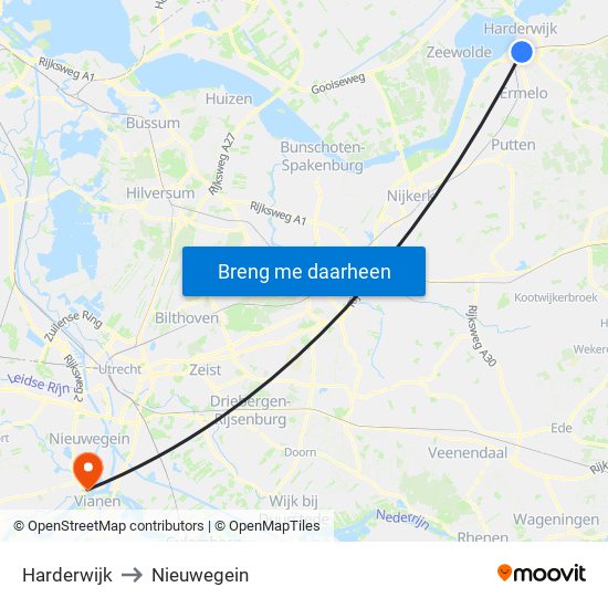 Harderwijk to Nieuwegein map