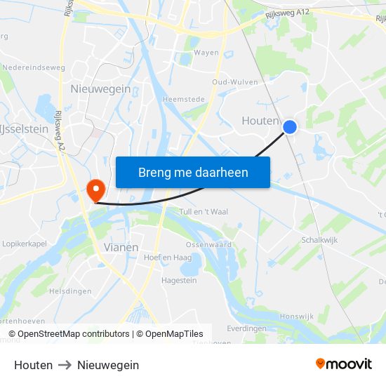 Houten to Nieuwegein map