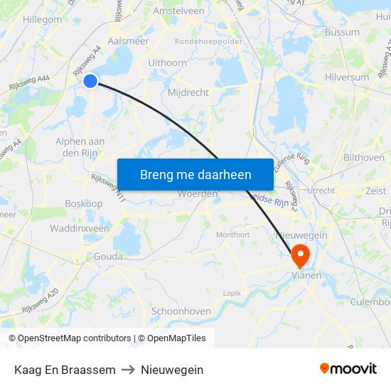 Kaag En Braassem to Nieuwegein map