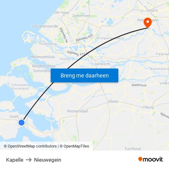 Kapelle to Nieuwegein map