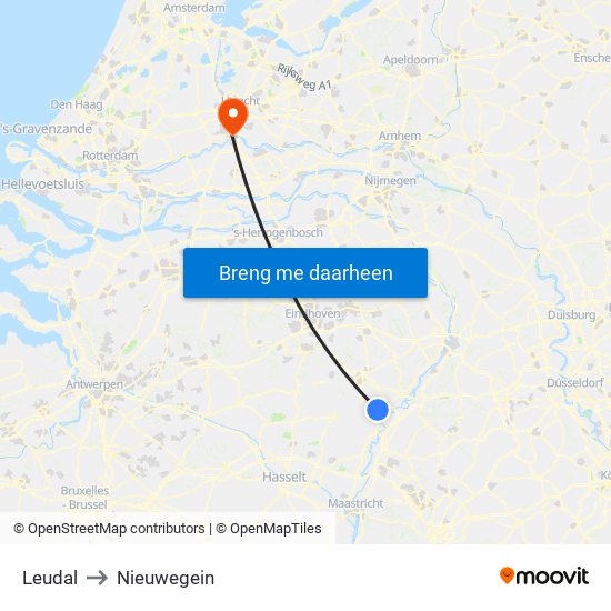 Leudal to Nieuwegein map