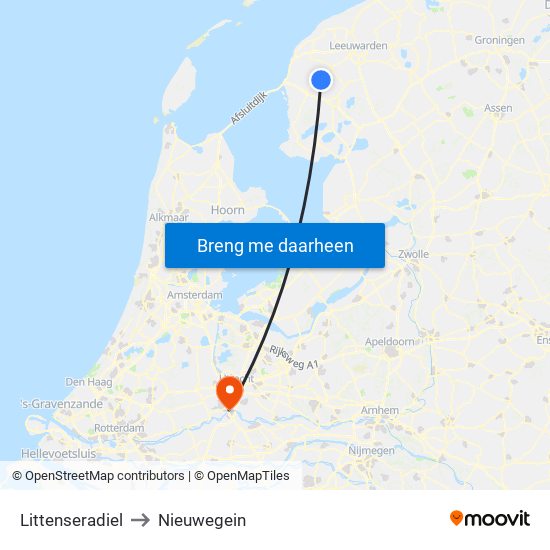 Littenseradiel to Nieuwegein map