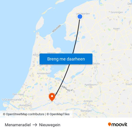 Menameradiel to Nieuwegein map
