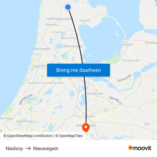 Niedorp to Nieuwegein map