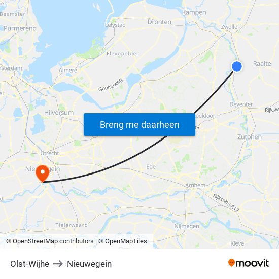 Olst-Wijhe to Nieuwegein map